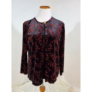 Notations Vintage 1990s Grunge Black Velvet Top Red Sparkles Faux Twin Set Large